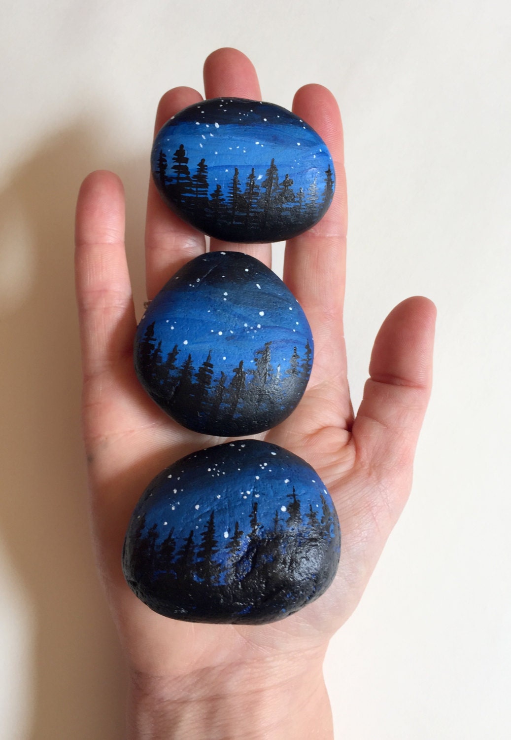 Handful of Stars Three Small Handpainted Rocks by BallouSky