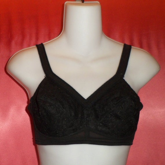 Vintage Penney's Adonna Black Lace Front Bra 34B