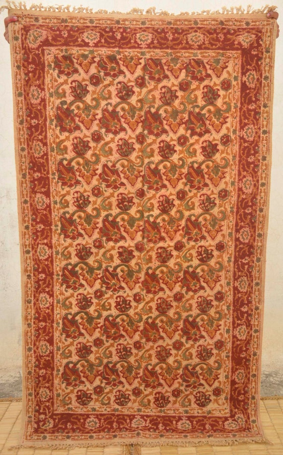 Red Flowers Floor Rugs Area rug 3x5 Wood by BombayFabricStore