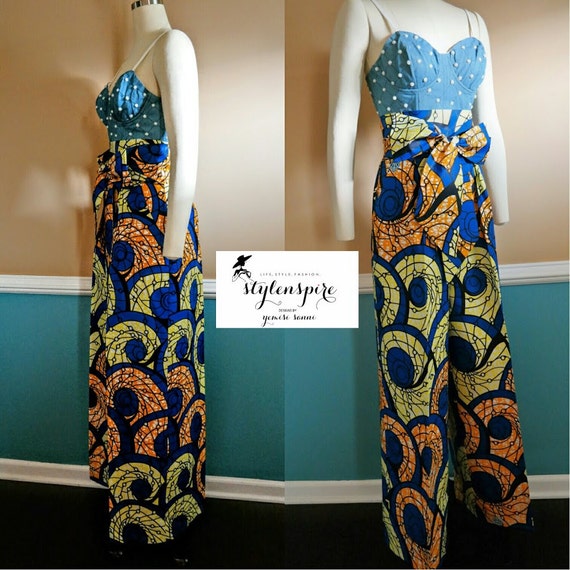 Ankara Pants High Waist Ankara Wax Print PALAZZO PANTS with