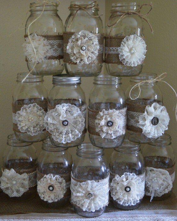 12 Mason Jar Wedding Decorations Vintage Wedding Decorations 