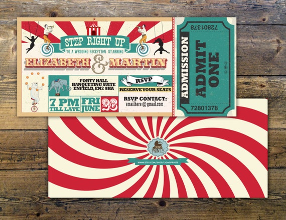 CIRCUS wedding, Invitation- Carnival invitation-wedding invitation ...