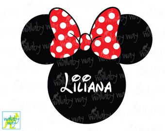 Minnie Mouse Ears Printable Iron On Transfer Red Bow - DIY Disney Shirt Personalized Disney Minnie Download Disney World Disneyland Shirt