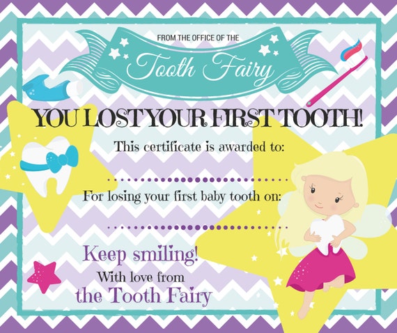 printable tooth fairy certificate