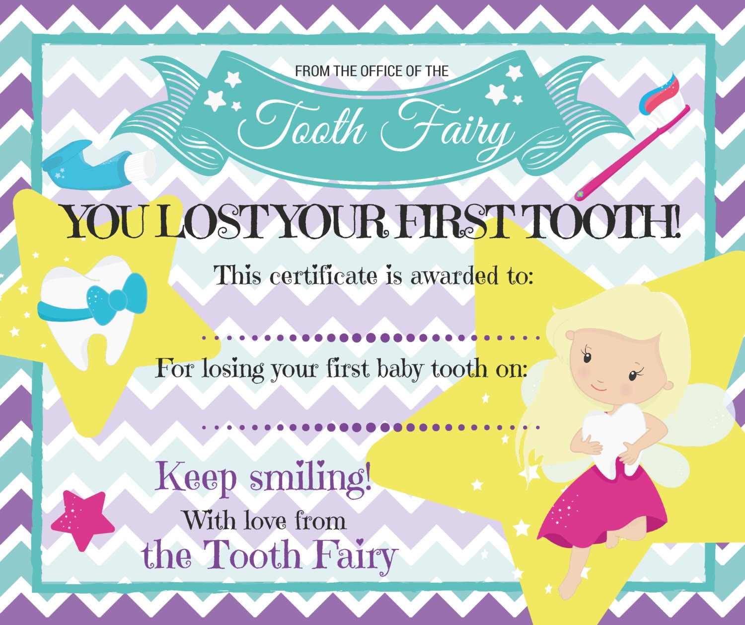 First Lost Tooth Certificate Free Printable Free Printable Templates