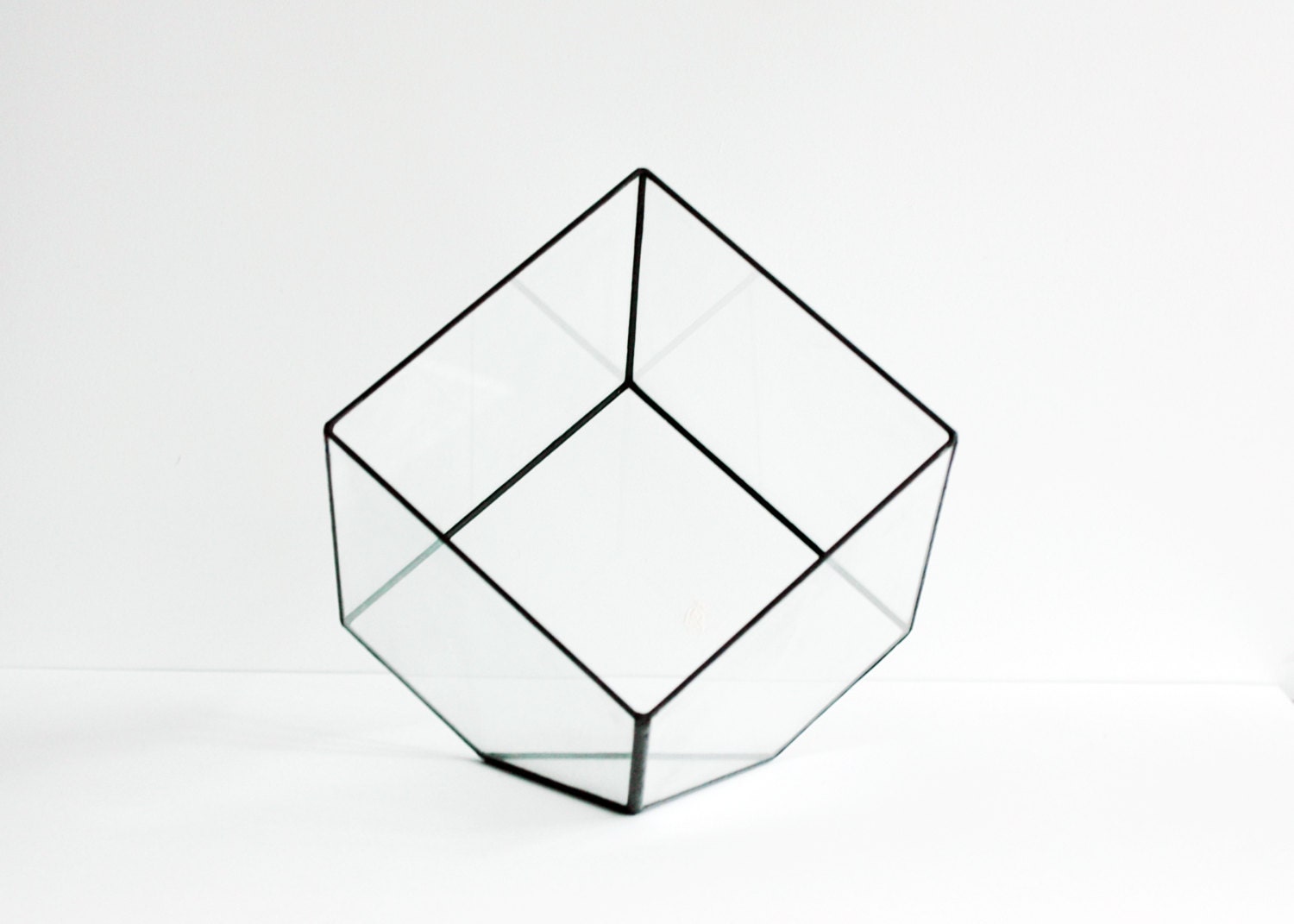 Large Geometric Glass Terrarium Cube By Whiteliesjewelry