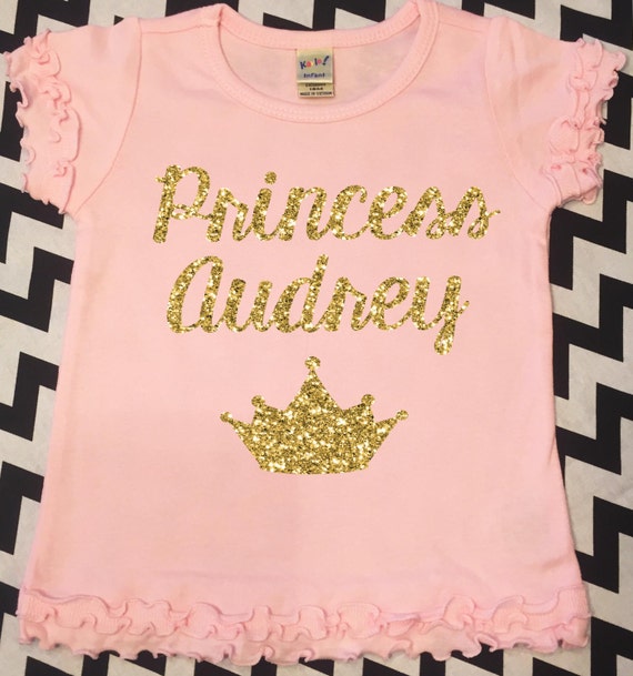 Items similar to Princess Personalize Name Gold Glitter Shirt Baby ...