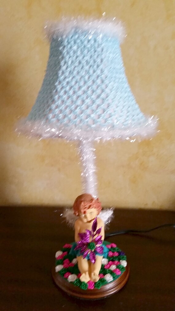 Upcycled baby Angel table lamp. Nursery decor. by