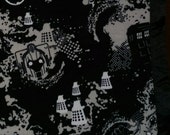 Fleece Quilt Whovian Satin bound blanket Throw Doctor Who Dalek 38"X61" non pill fleece double layered for warmth & comfort Black Gray