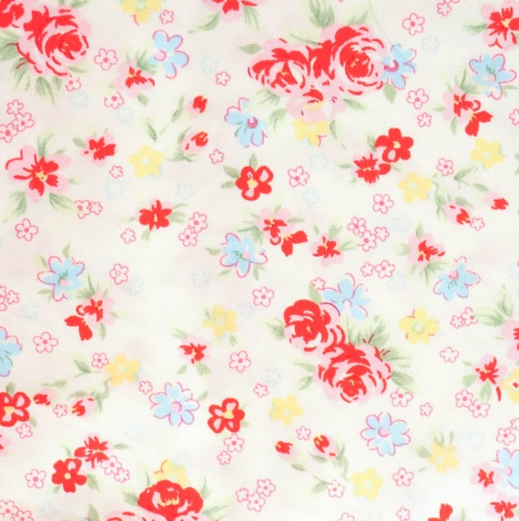 Floral fabricSmall red and yellow flower cotton fabric by CmFabric
