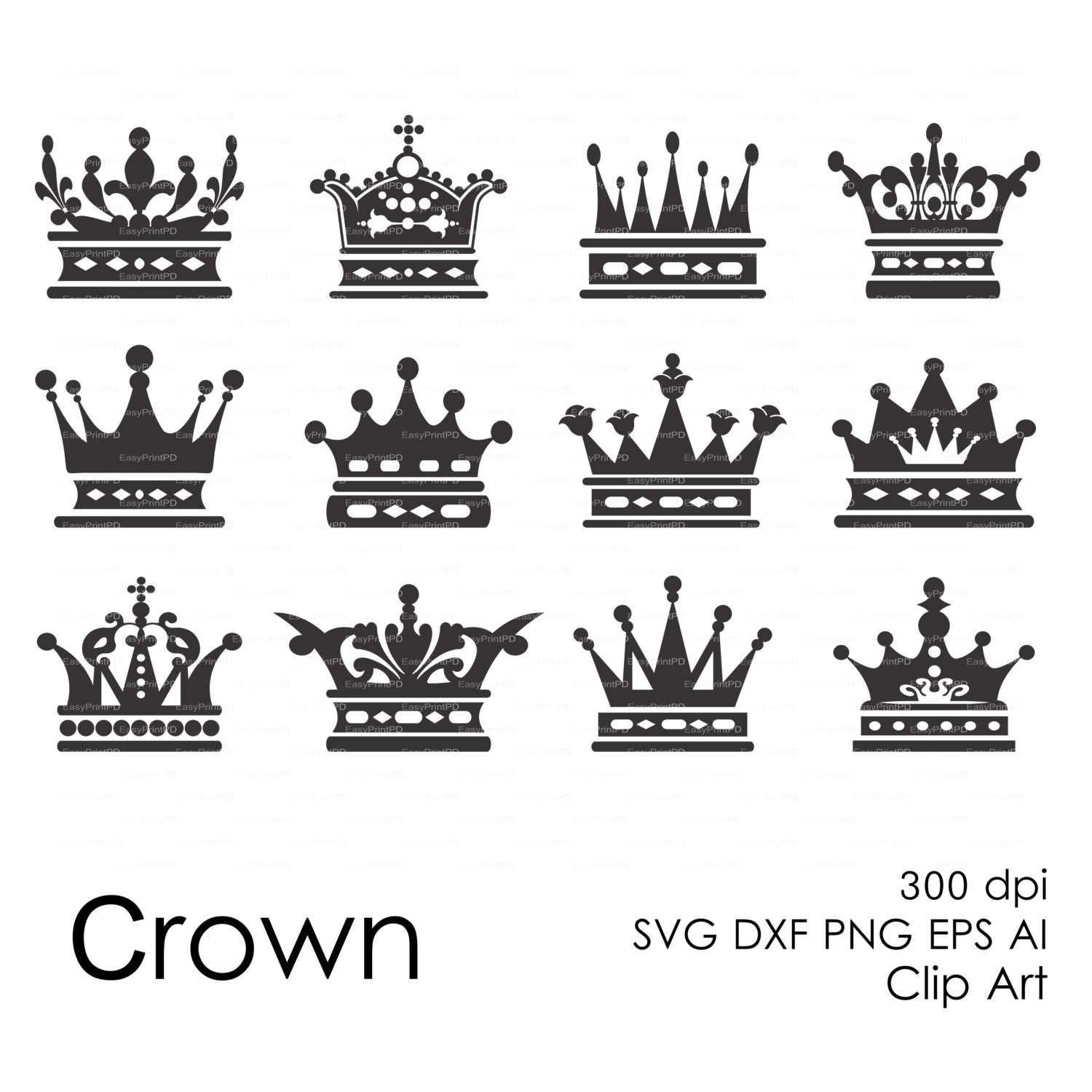 Download Royal Crowns Queen King Monarchy Silhouette eps svg dxf