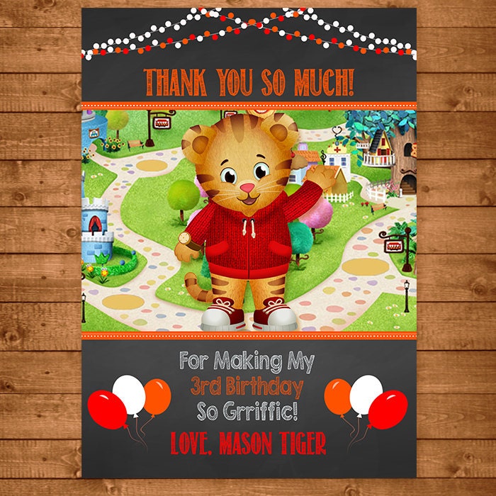Daniel Tiger Thank You Card Chalkboard Theme Daniel Tiger