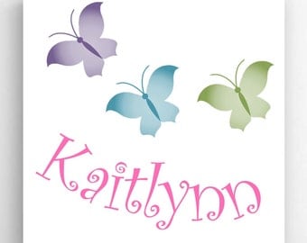 Personalized Butterfly Canvas Print , Child's Name Canvas, Child's Name Print