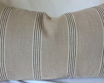 Ralph Lauren 'Basque Vintage Ticking' Custom Pillow 14"x24" Belgian Linen! Custom Pillow Decorative Pillow Throw Pillow