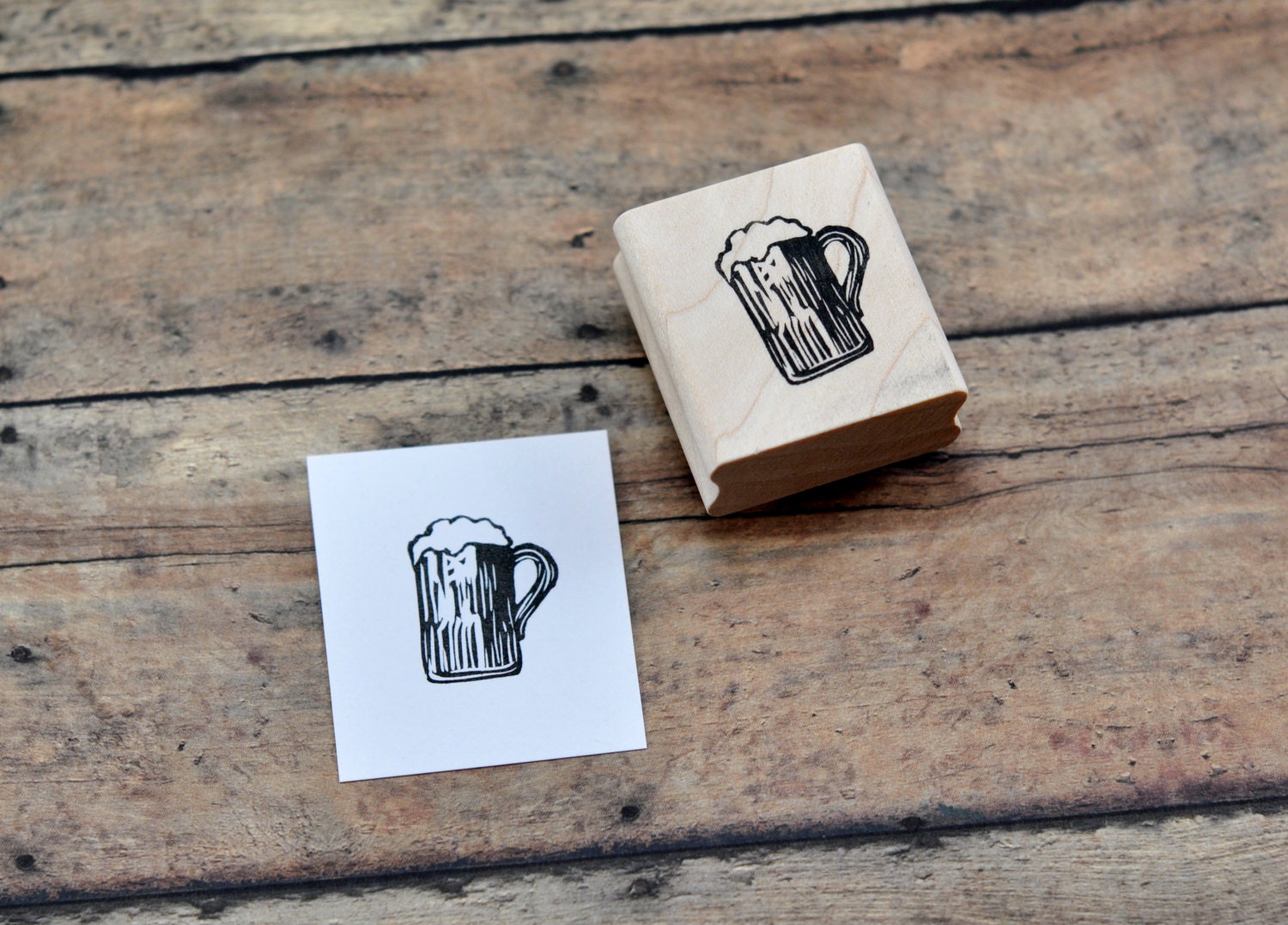 Beer Mug Stamp Hand carved rubber stamp by GeekStamps on Etsy