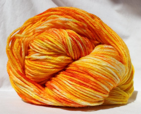 Hand dyed yarn Yellow / orange yarn worsted weight