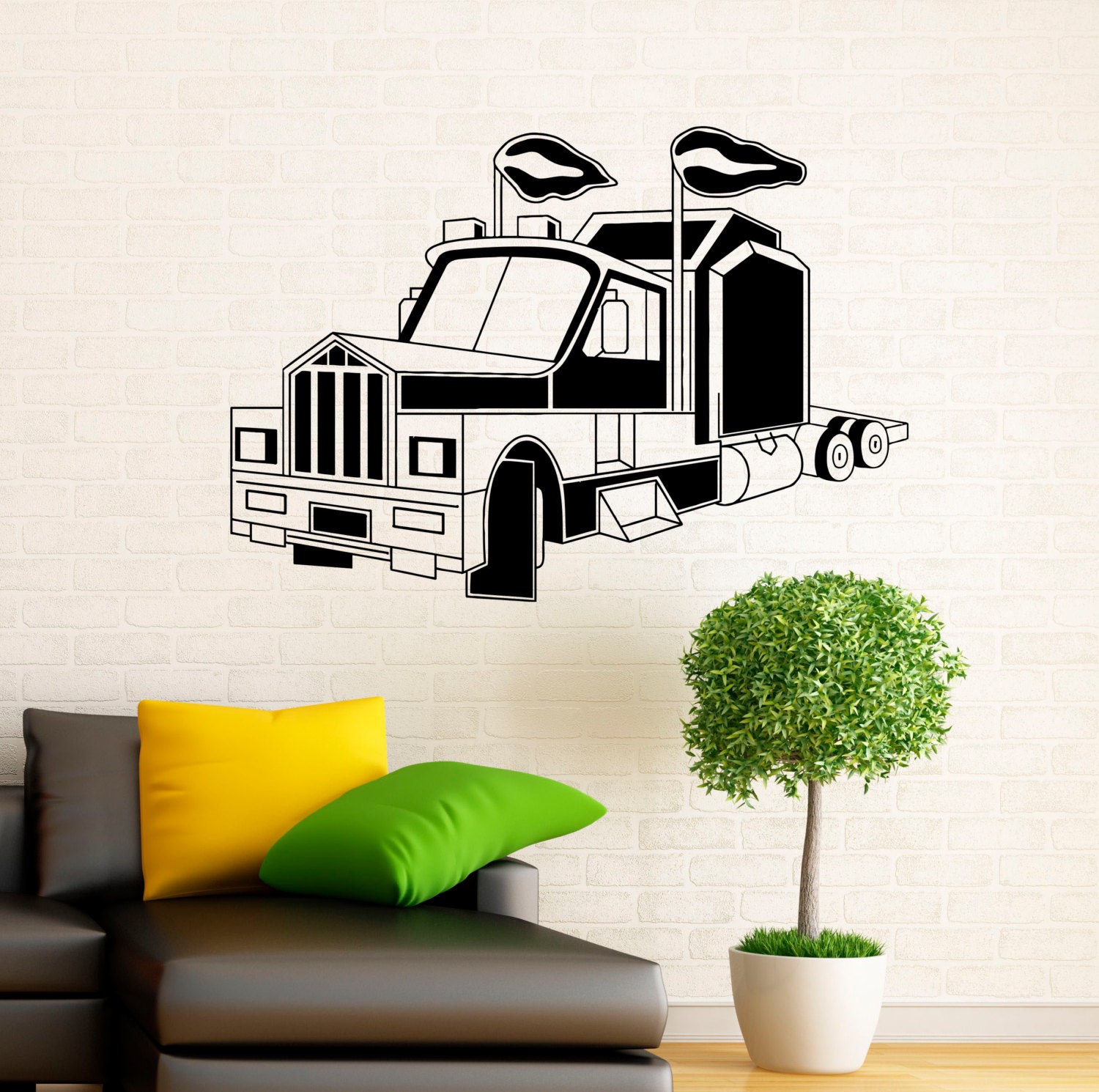  Semi  Truck  Wall Decal Vinyl Stickers  Home Interior Art Design