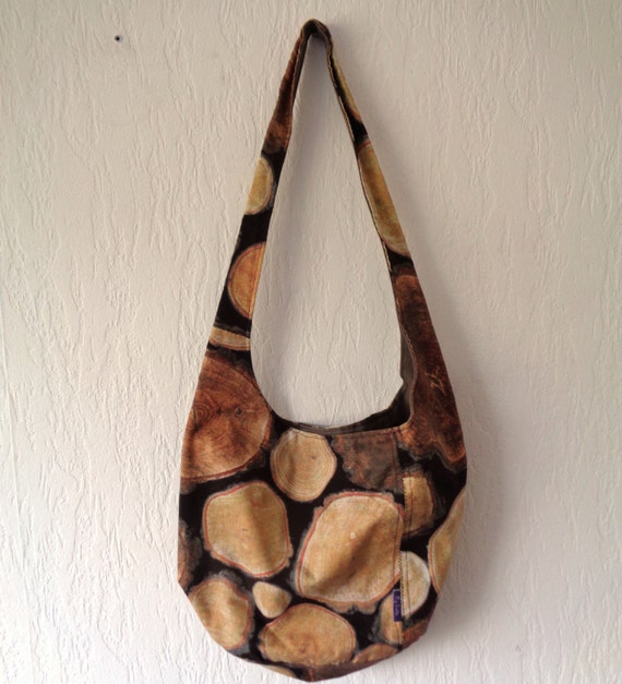 Fabric shoulder bag with zipper pocket. Lovely by EvitaHandmade