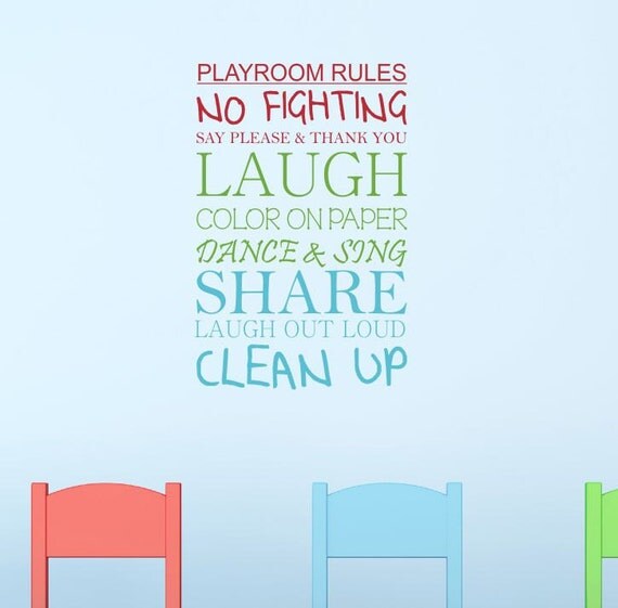 Playroom Rules Kids Wall Decal Sticker