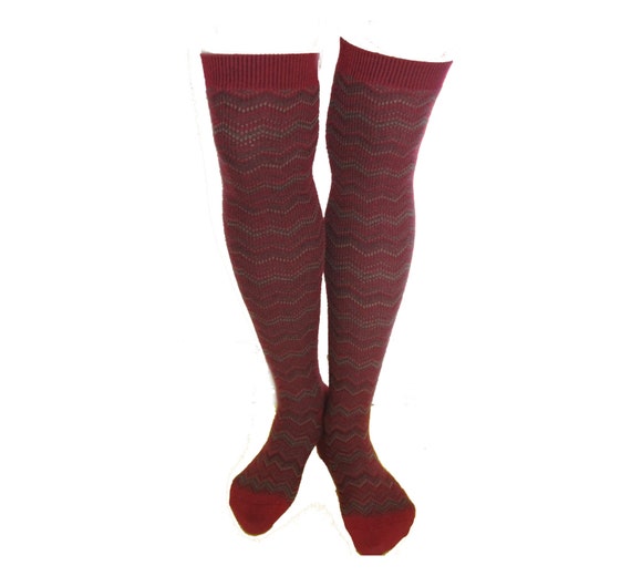 Items similar to Long Socks for Women Red Maroon Stockings Knee High Socks Pantyhose on Etsy