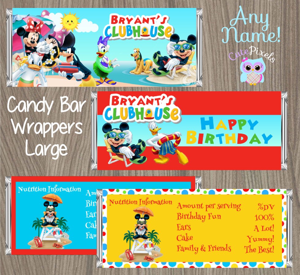 Mickey Mouse Candy Bar Wrappers Mickey Mouse by CutePixels on Etsy
