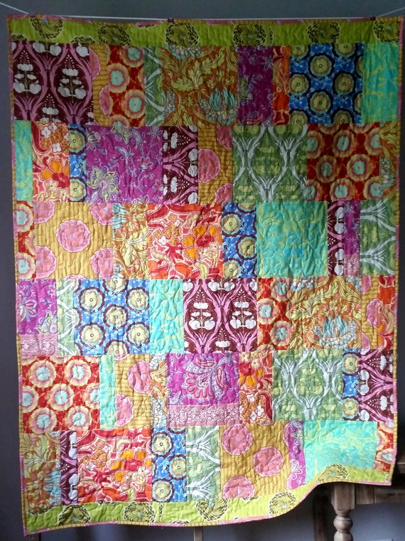 Modern Lap Quilt Amy Butler Soul Blossoms Quilt by GoBeWonderful