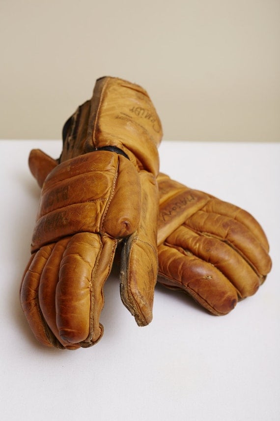 1950s Leather Hockey Gloves by Bob Cameron for Cooper Weeks