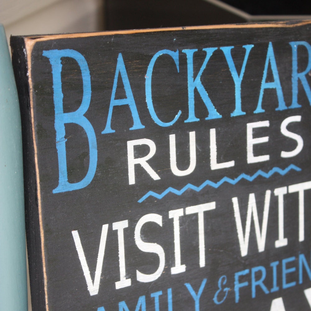 Backyard Rules Sign patio signs Personalized wood Sign Hand