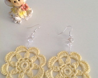 Crochet Earrings, Orecchini Uncinetto, 100% Cotton Thread Earrings, Handmade Jewelry