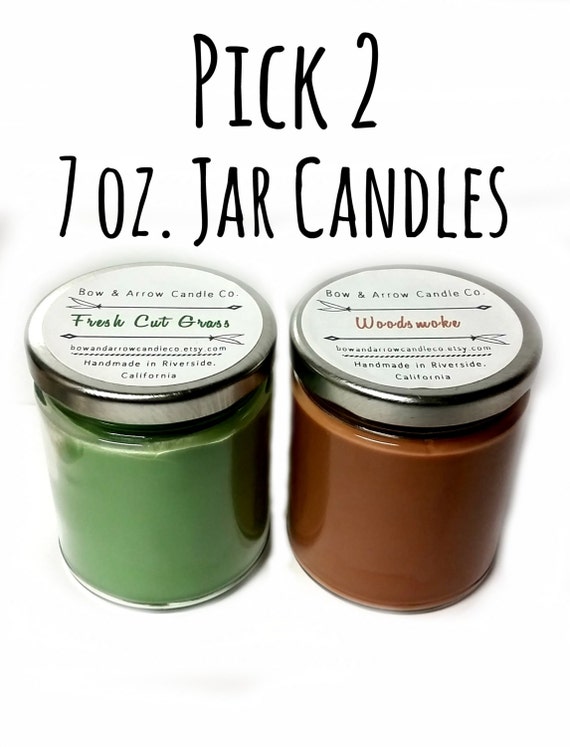 Pick Two 7 oz. Soy Candle Jars Bulk Soy by BowAndArrowCandleCo