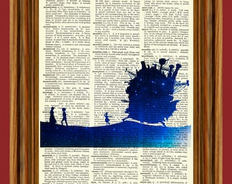Howl's Moving Castle Upcycled Dictionary Art Print Poster