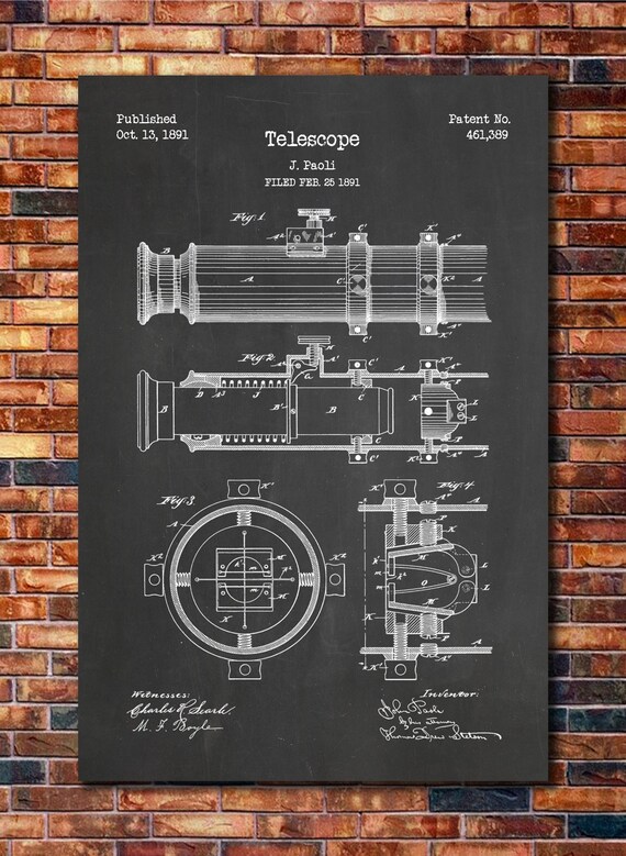 Telescope Patent Print Art 1891