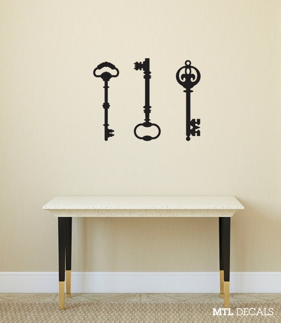 Three Keys Wall Decal / Home Wall Sticker / 3 x 9.47 by mtldecals