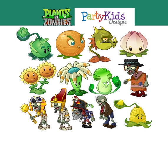 Download Plants vs Zombies Clipart Instant Download PNG by PartyKidsDesigns