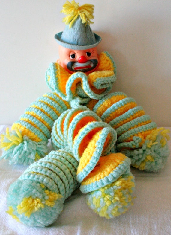 Vintage Crocheted Clown Toy Doll Hand Made by DontTellTrixie