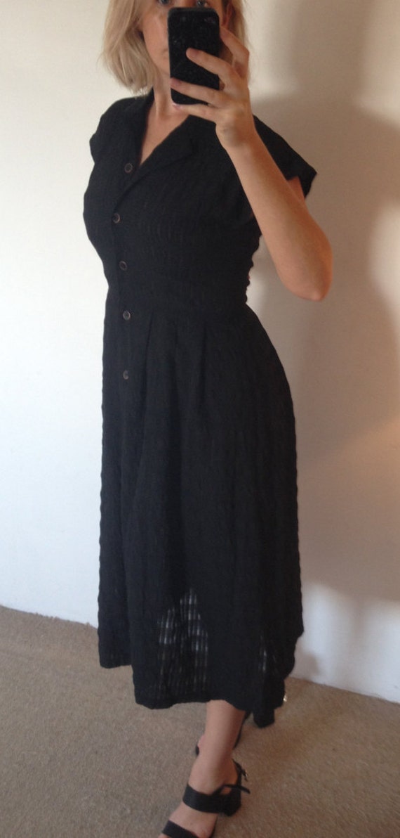 black button front midi dress