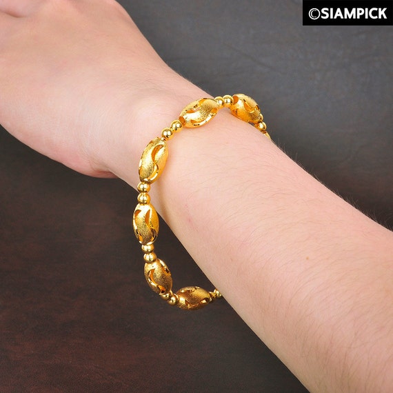 Thai Gold Bracelet 24k Gold Plated Bracelet Beaded by siampick