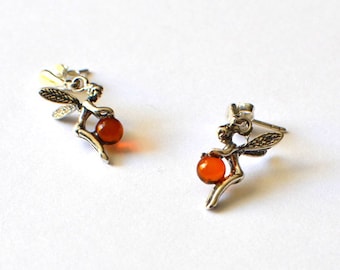 Cognac Amber Earrings Sterling Amber Fairy Earrings tinker bell Amber Jewelry Amber Stud Earrings