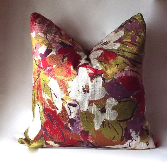 Decorative Throw Pillow Floral Purple Pillow Covers Red