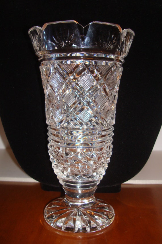 Vintage Waterford Crystal Scallop Rim Pedestal Vase Georgian