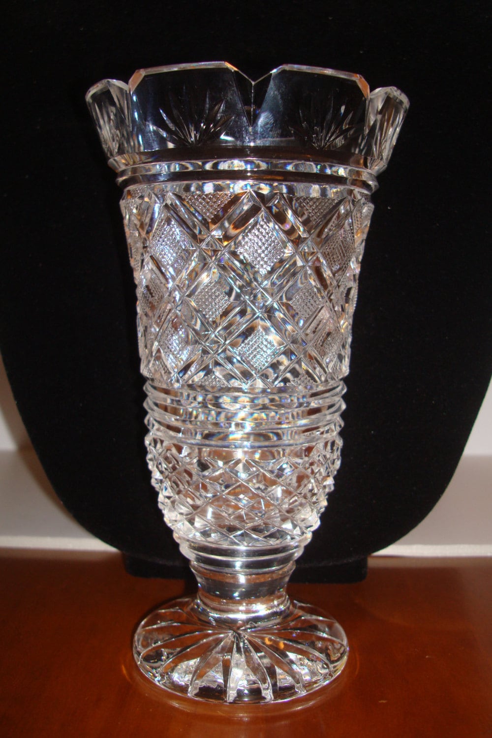 Vintage Waterford Crystal Scallop Rim Pedestal Vase