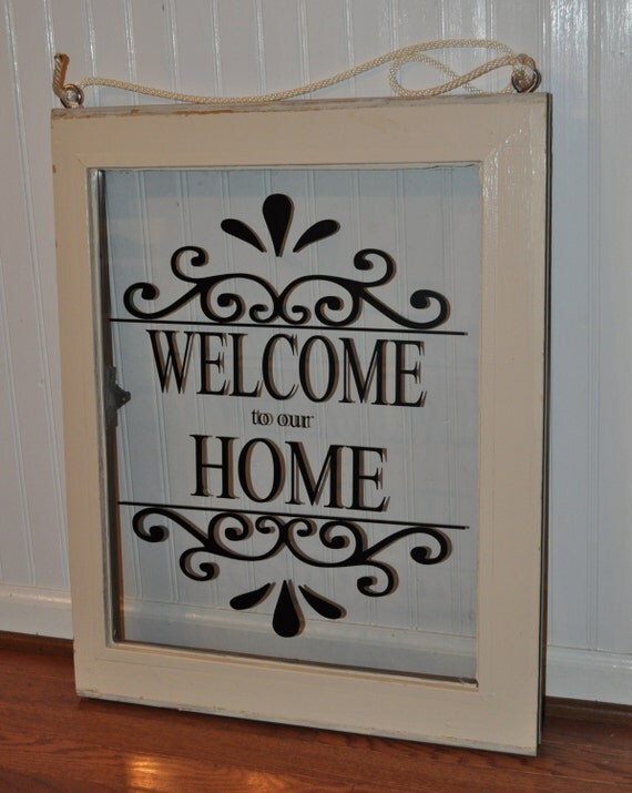 Welcome to our Home Window Window Vinyl Decal Antique