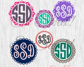 Circle Monogram SVG / DXF Frames Scallop Monogram Frame Bubble Monogram Frame Circle Monogram Frame for Silhouette Monogram Cut File