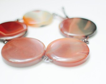 Carnelian Agate coins, earthy stones, 40mm, red banded beads, large coin beads, natural gemstones, high quality beads, orange coins