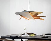 wood Pendant Light lasercut Chandelier lamp Handmade plywood hanging ceiling cup ecological minimal modern design industrial
