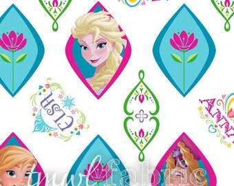 Woven Fabric - Disney Frozen Elsa & Anna Ogee - Fat Quarter Yard +