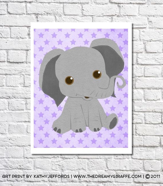 Elephant Nursery Art Purple Elephant Nursery Decor Unique Baby