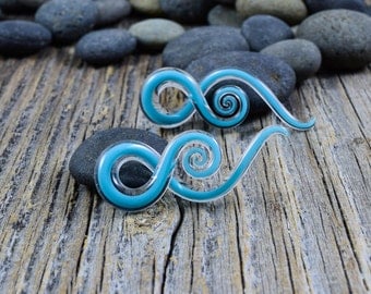 4G | Captured Aqua | Mini Squids | Gauged Glass Body Jewelry for Stretched Piercings by Glassheart
