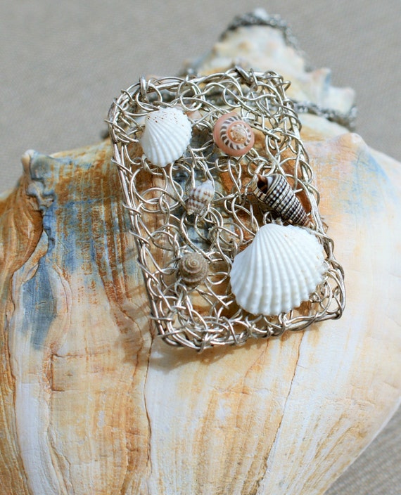 Items similar to Seashell Pendant Necklace Sterling Silver on Etsy