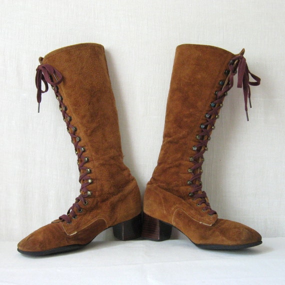 tall lace up suede boots